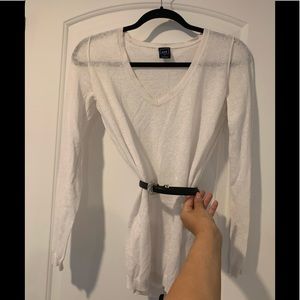 GAP semi-sheer long sleeve white boyfriend tee